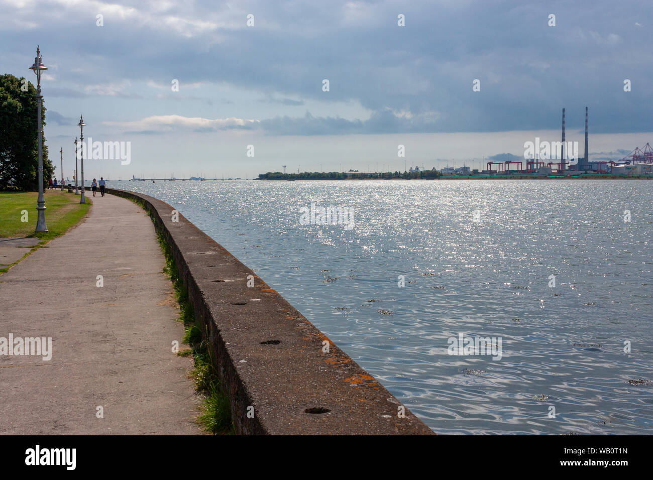 Dublin Port seen across Dublin Bay from Clontarf, Co. Dublin, Ireland Stock Photo