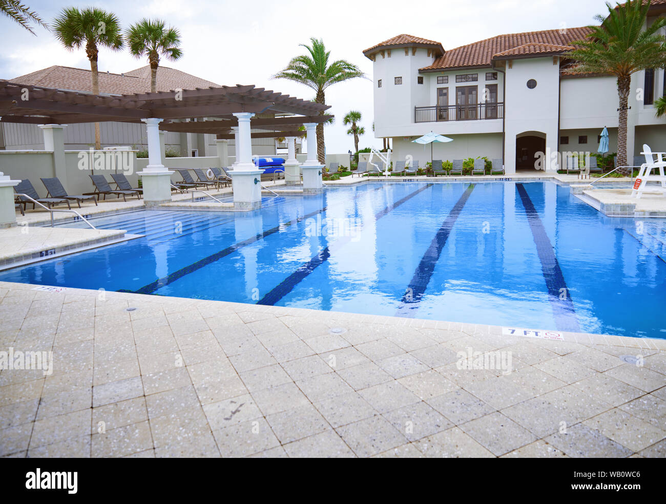 Swimming Pool With Lounge Chairs Stock Photo 264936678 Alamy