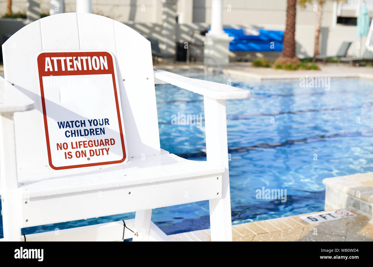 Safety Information Sign in the outdoors swimming pool Stock Photo