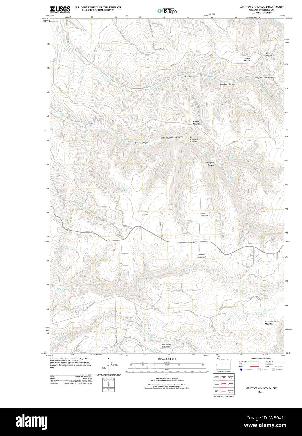 Map of weston oregon hi-res stock photography and images - Alamy