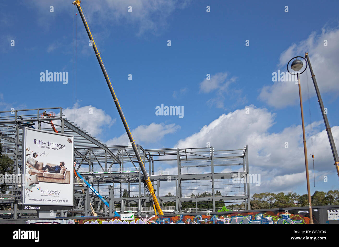 Steel construction frame, Meadowbank, Edinburgh, UK Stock Photo