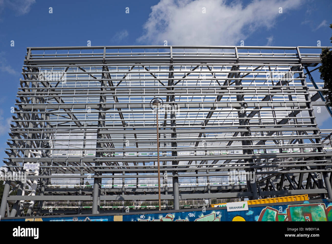 Steel construction frame, Meadowbank, Edinburgh, UK Stock Photo