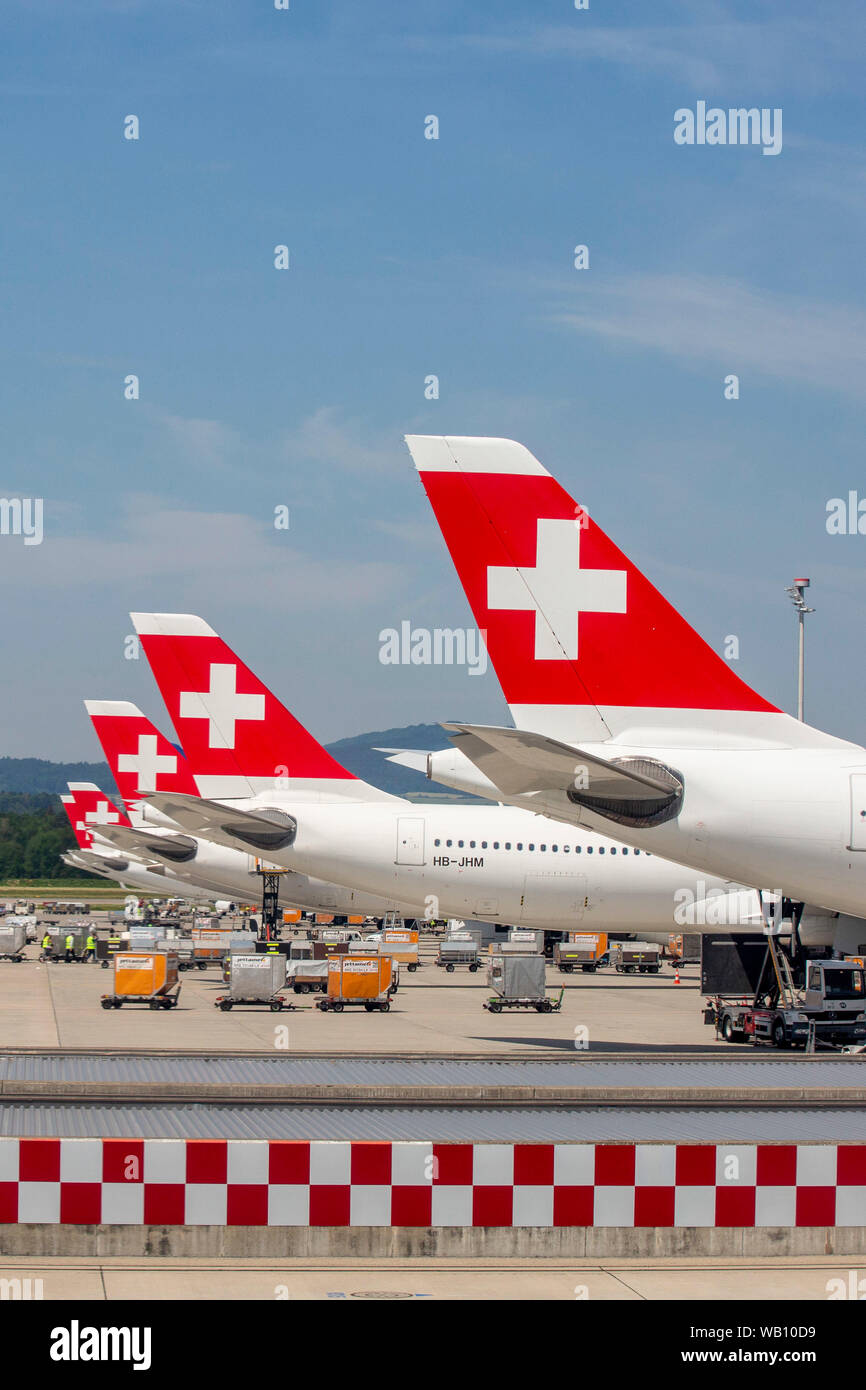 Vorfeld Flughafen Zürich (ZRH). 15.08.2019 Stock Photo