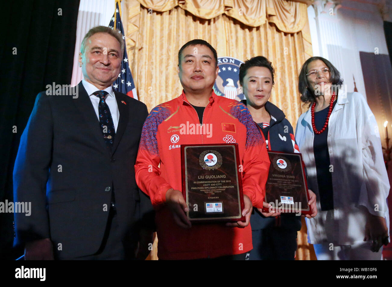 (190823) YORBA LINDA, Aug. 23, 2019 (Xinhua) Liu Guoliang (2nd L