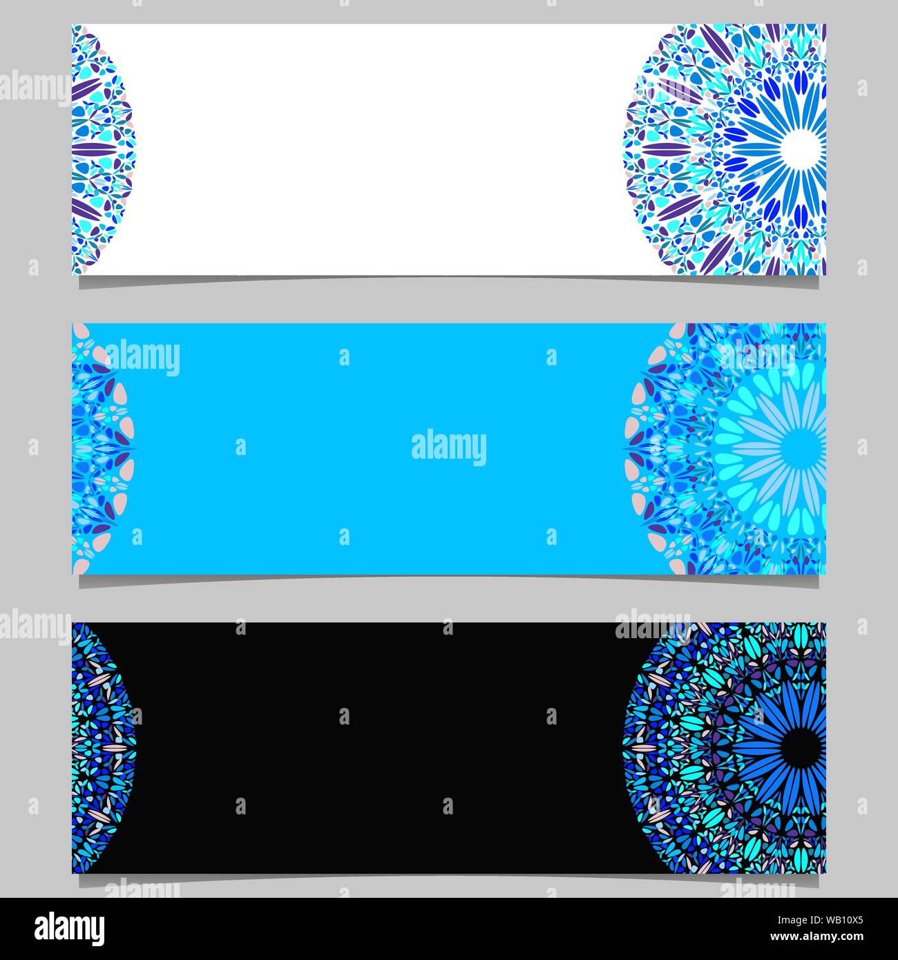Horizontal Floral Mandala Banner Background Set Colorful
