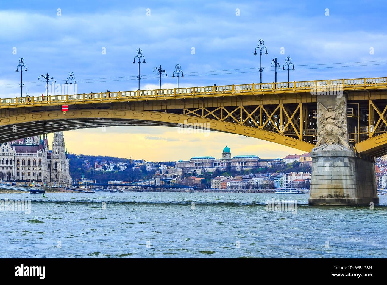 Budapest, Hungary view of Buda Castle or Royal Palace in the arch of ...
