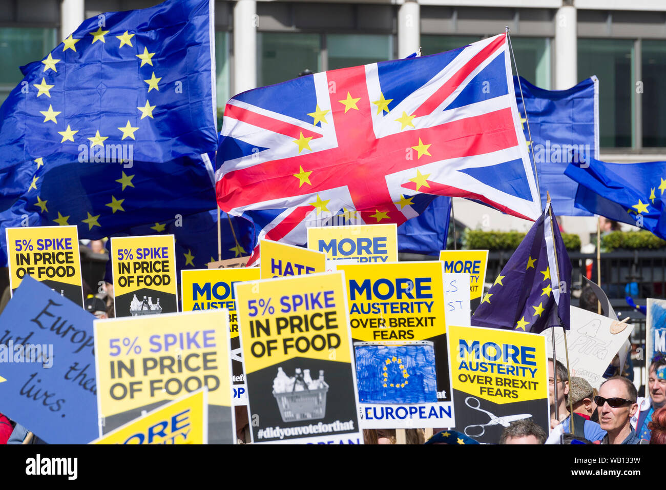 Unite for Europe, Pro European Union march and rally, London, Britain. Unite for Europe, is an organisation which which Pro EU and never wanted Brexit Stock Photo