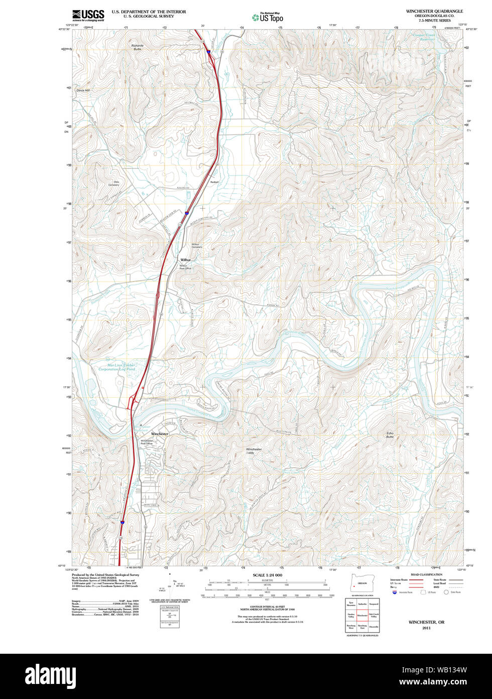 USGS Topo Map Oregon Winchester 20110824 TM Restoration Stock Photo Alamy