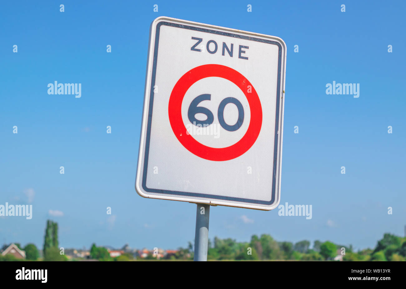 Dutch road sign speed limit 60 km/h zone Stock Photo Alamy