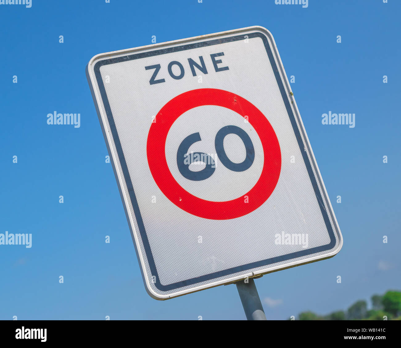 Dutch Road Sign Speed Limit 60 Km H Zone Stock Photo Alamy