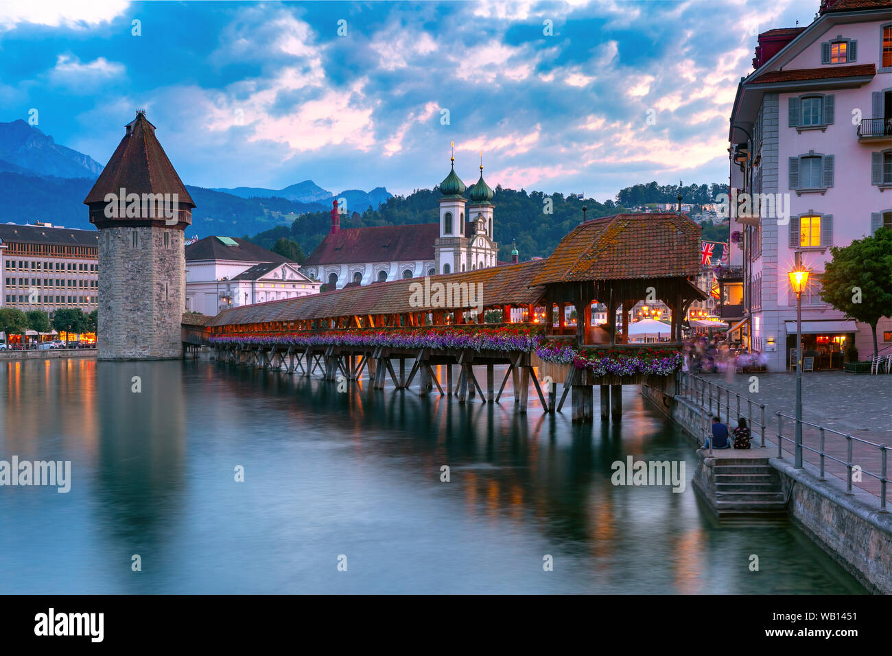 Lucerne in the evening, Switzerland Stock Photo