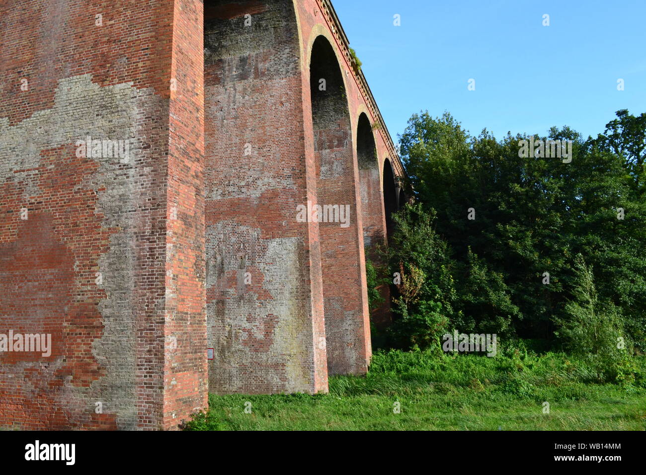 Brickwork on the Victorian railway viaduct in Eynsford, Kent, in the Darent Valley near London and M25 Stock Photo