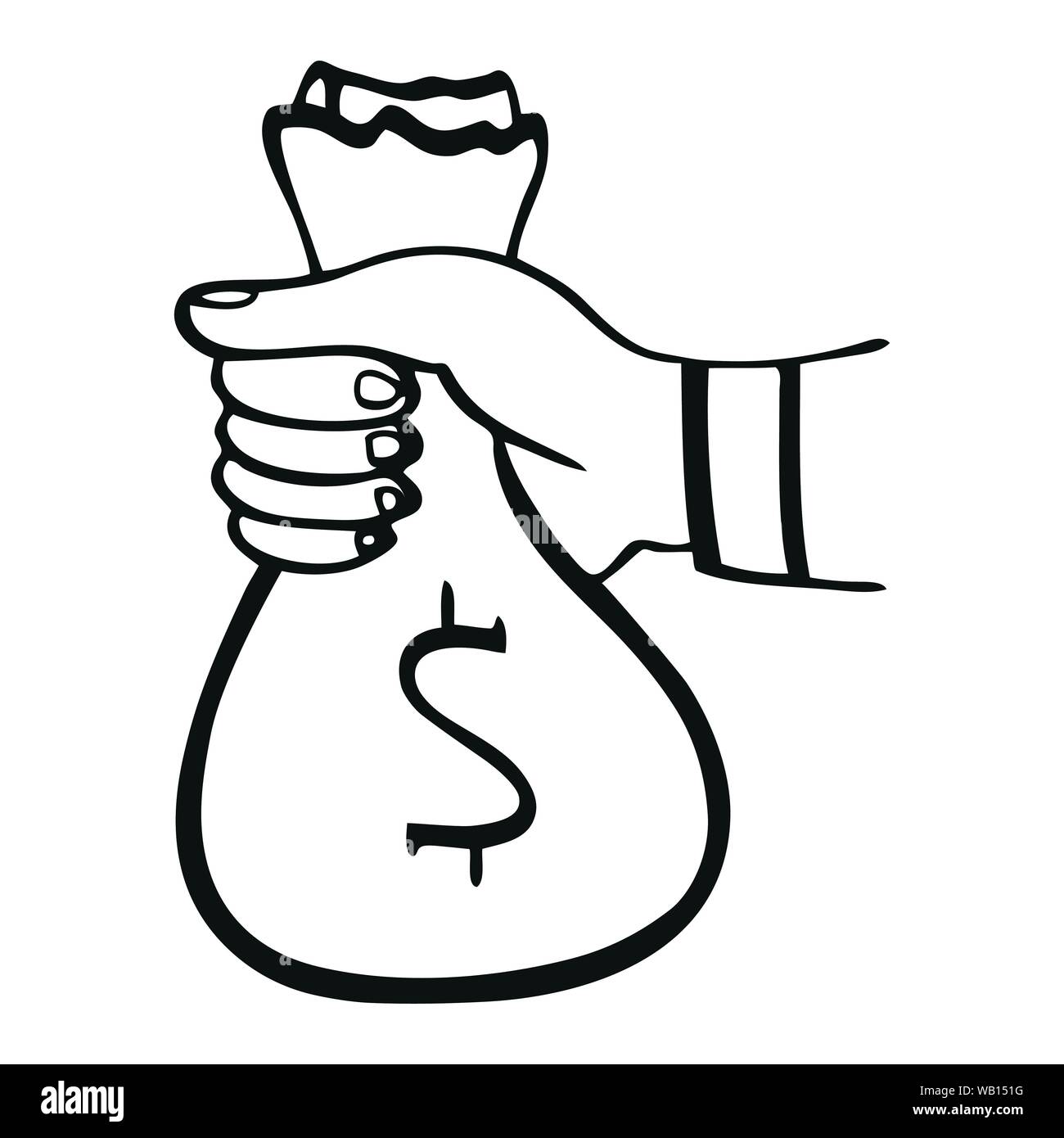 Vector illustration of black and white money bag Stock Vector Image ...