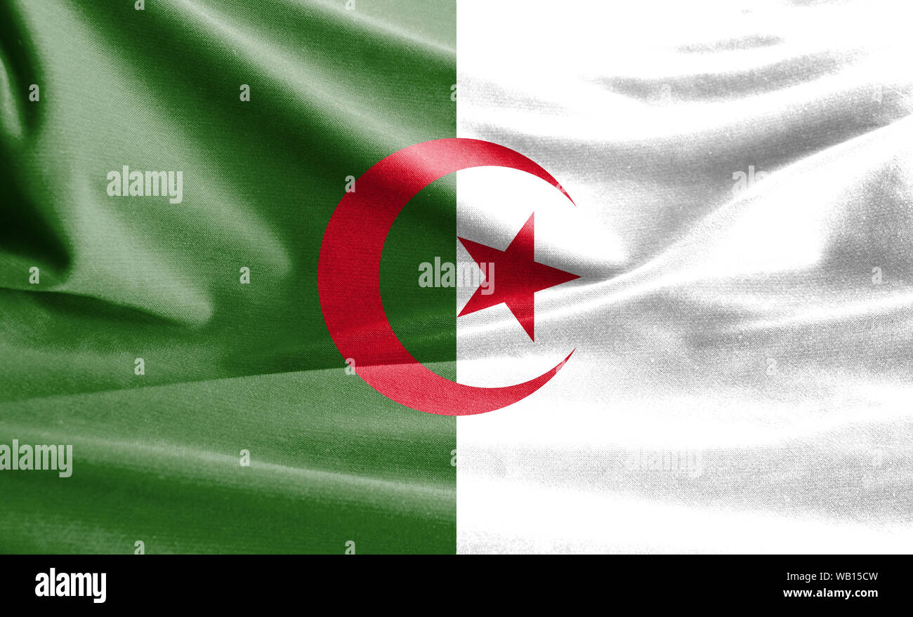 Realistic flag of Algeria on the wavy surface of fabric Stock Photo - Alamy
