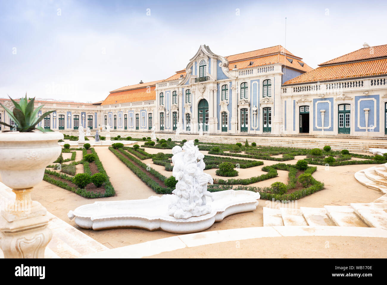 Beautiful park in the courtyard of national palace in Queluz, Lisbon, Portugal Stock Photo