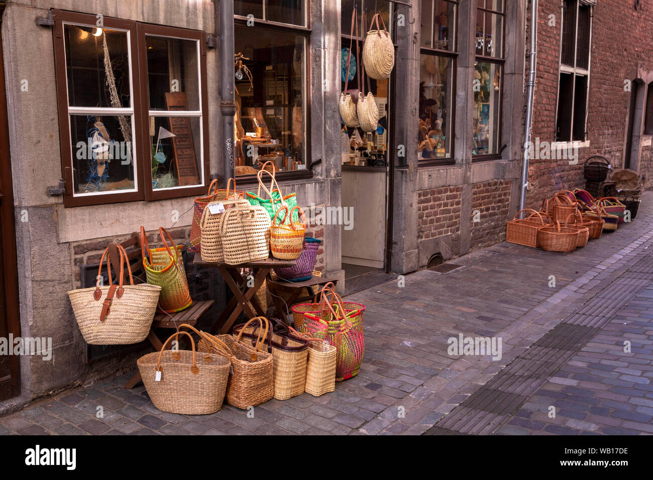 basketry shop on the lane Koerbergasse, Aachen, North Rhine-Westphalia, Germany.  Geschaeft fuer Korbwaren in der Koerbergasse, Aachen, Nordrhein-West Stock Photo