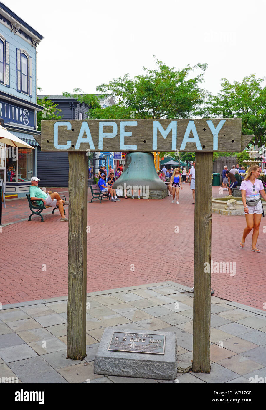 CAPE MAY, NJ 14 AUG 2019 View of the Washington Street Mall, a