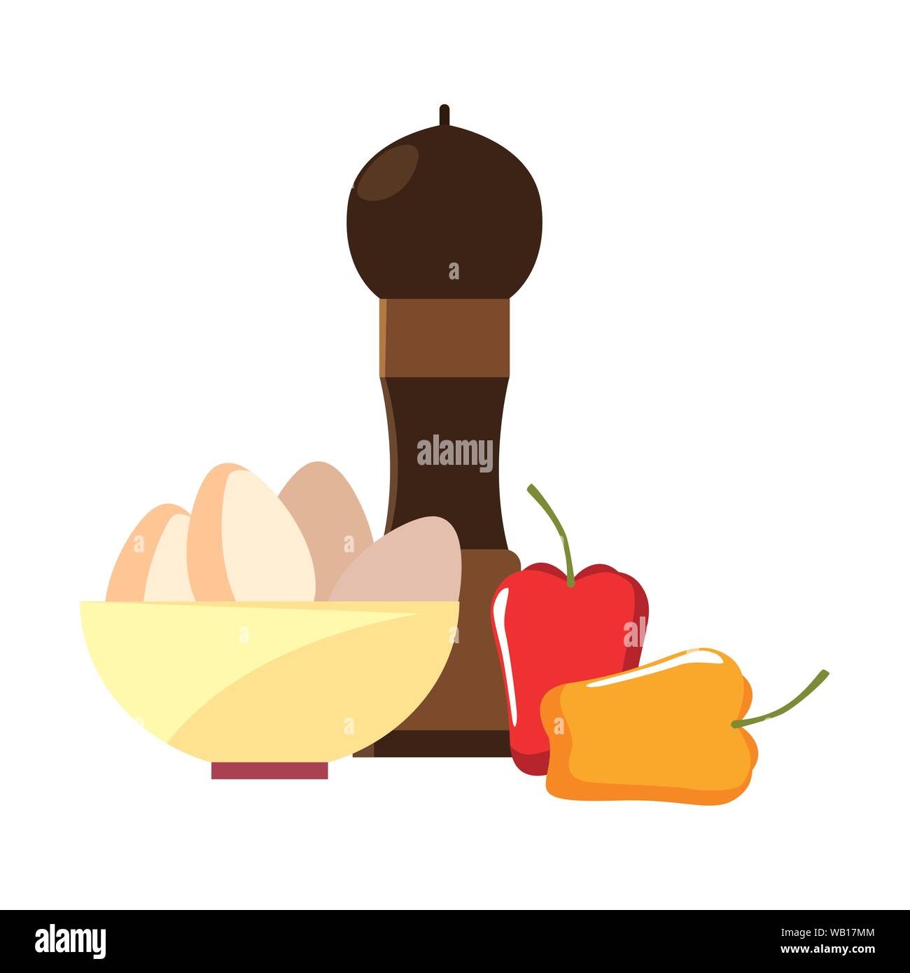 shaker pepper eggs preparation cooking vector illustration Stock Vector ...