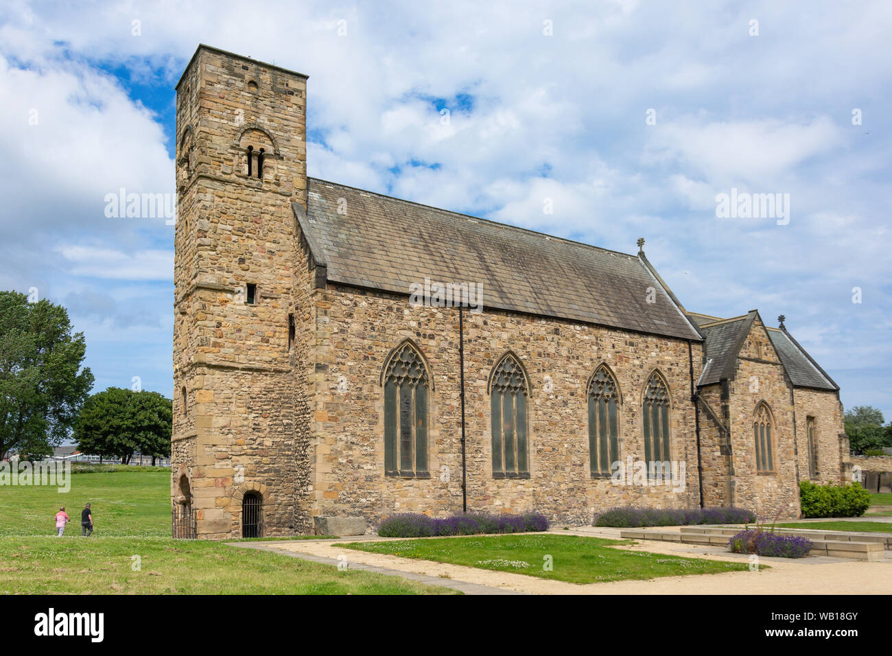 Historic St Peter's Church (674AD), St Peters' Way, Monkwearmouth, City of Sunderland, Tyne and Wear, England, United Kingdom Stock Photo