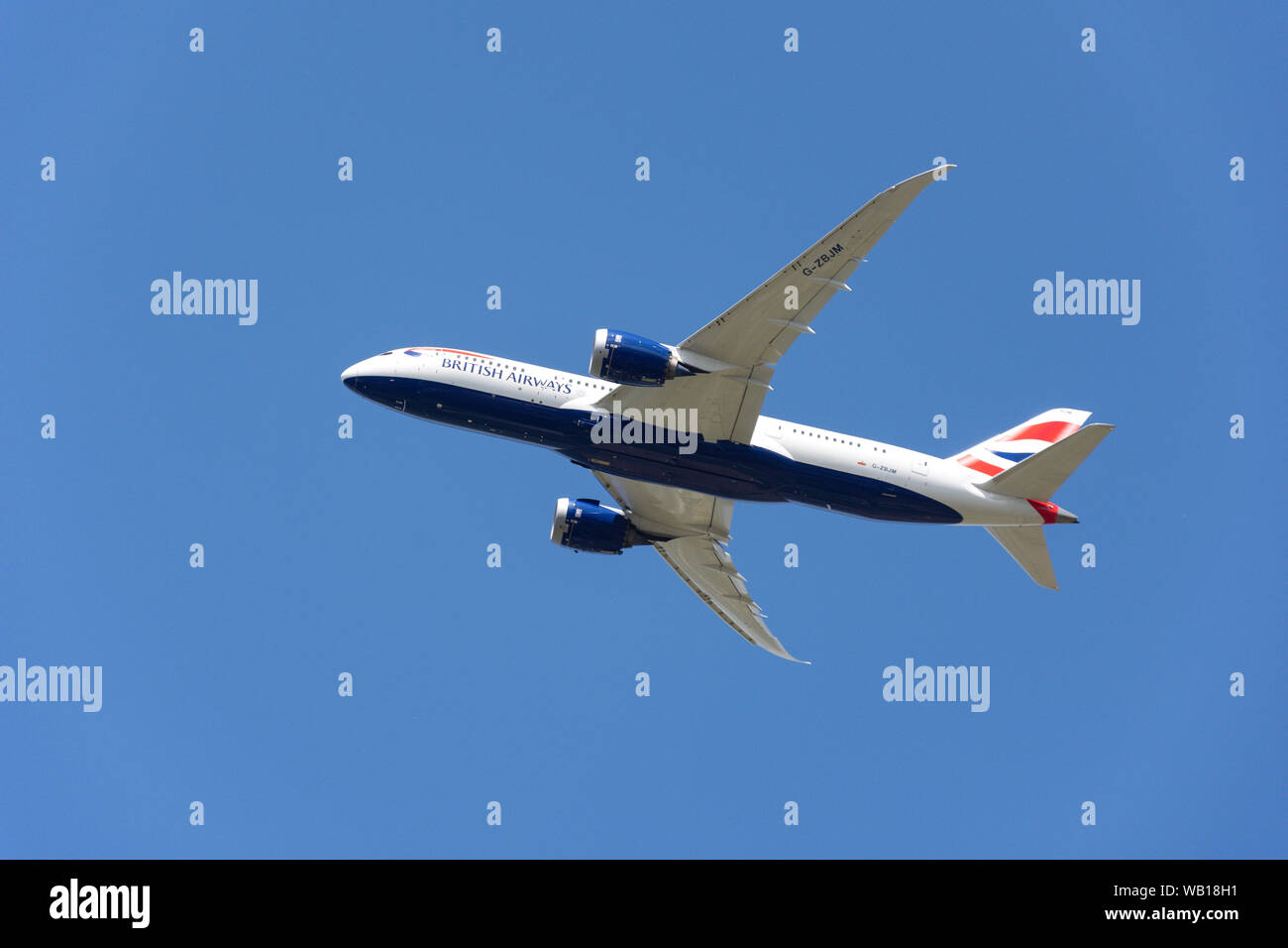 British Airways Boeing 787 Dreamliner taking off from Heathrow Airport, Hounslow, Greater London, England, United Kingdom Stock Photo