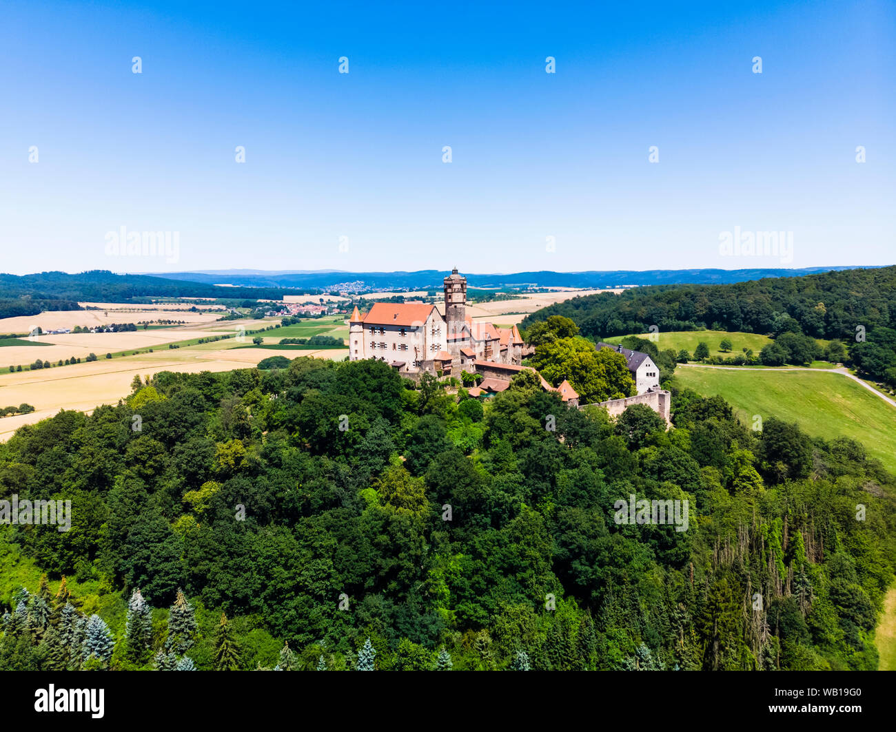 Germany, Hesse, Wetterau, Aerial of Ronneburg Castle Stock Photo