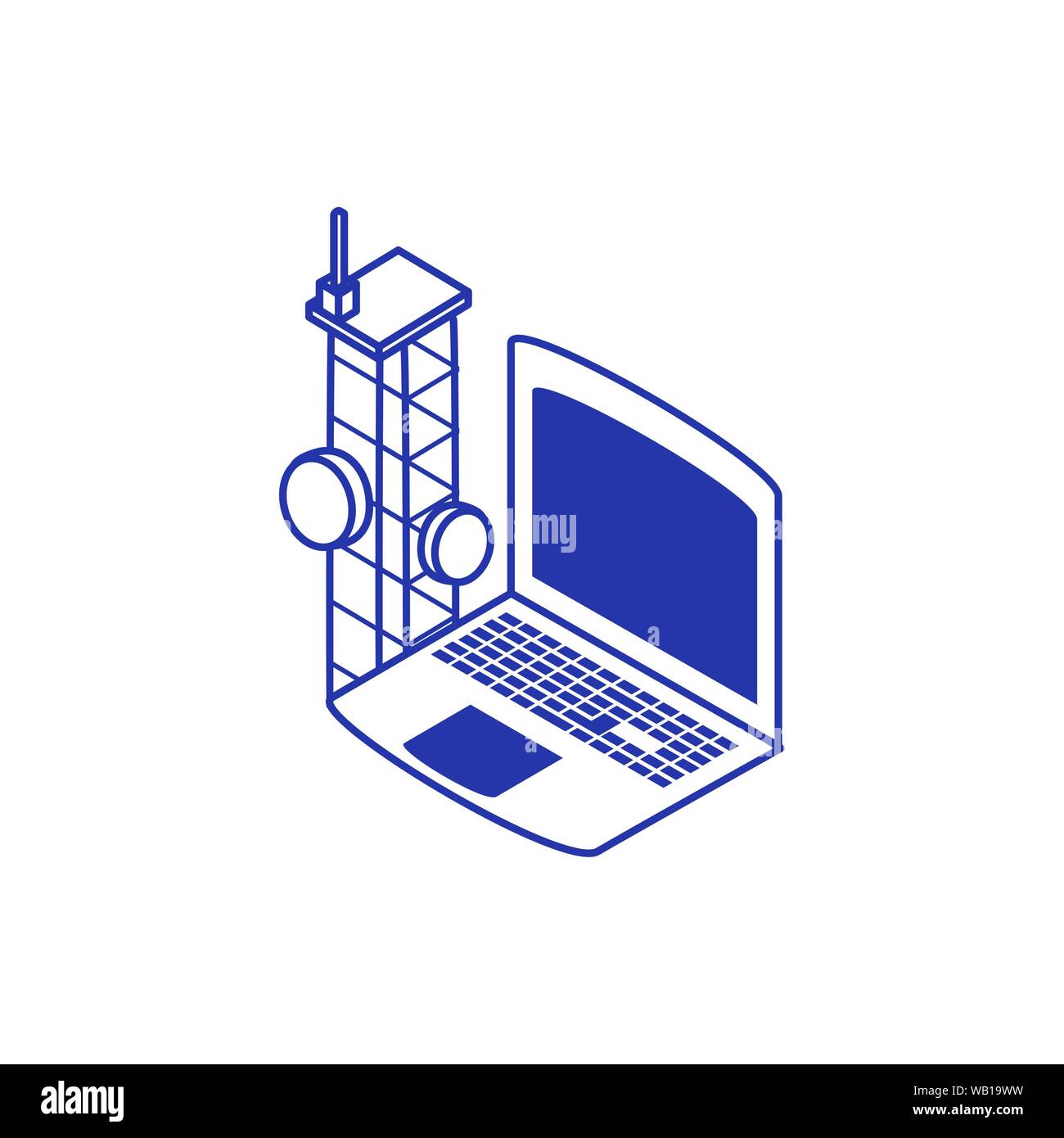 laptop computer with antena technology icon vector illustration design ...