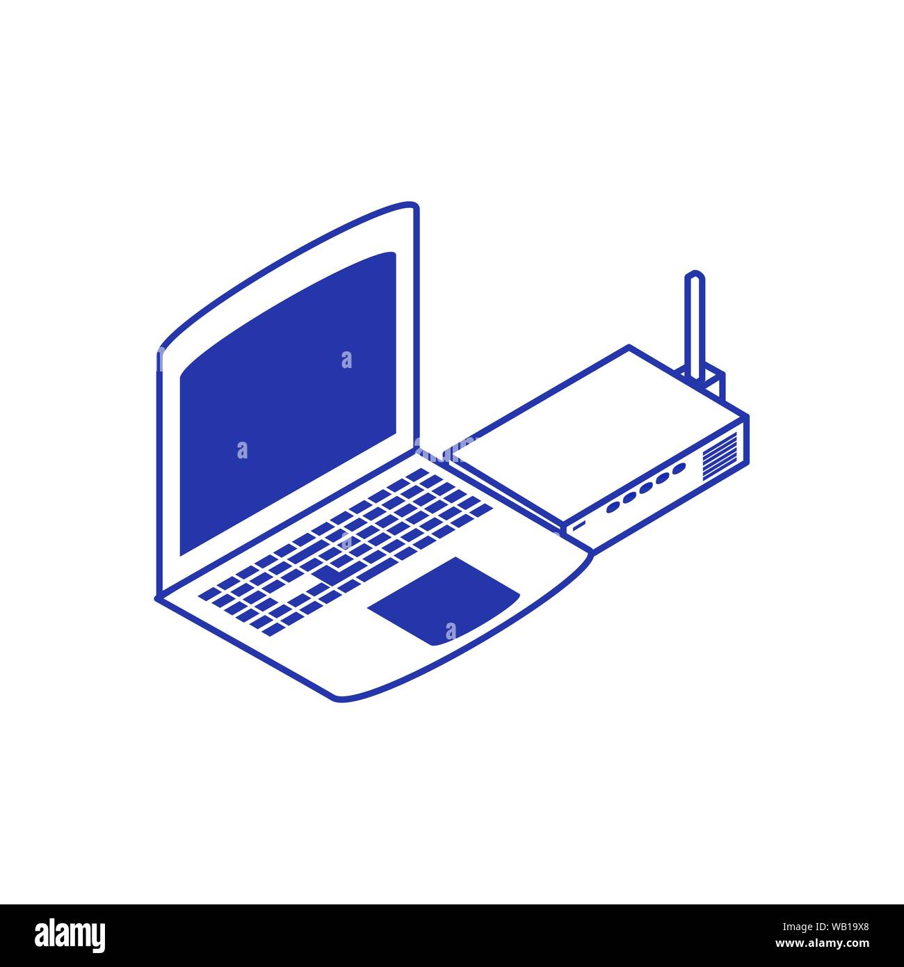 laptop computer with router technology icon vector illustration design ...