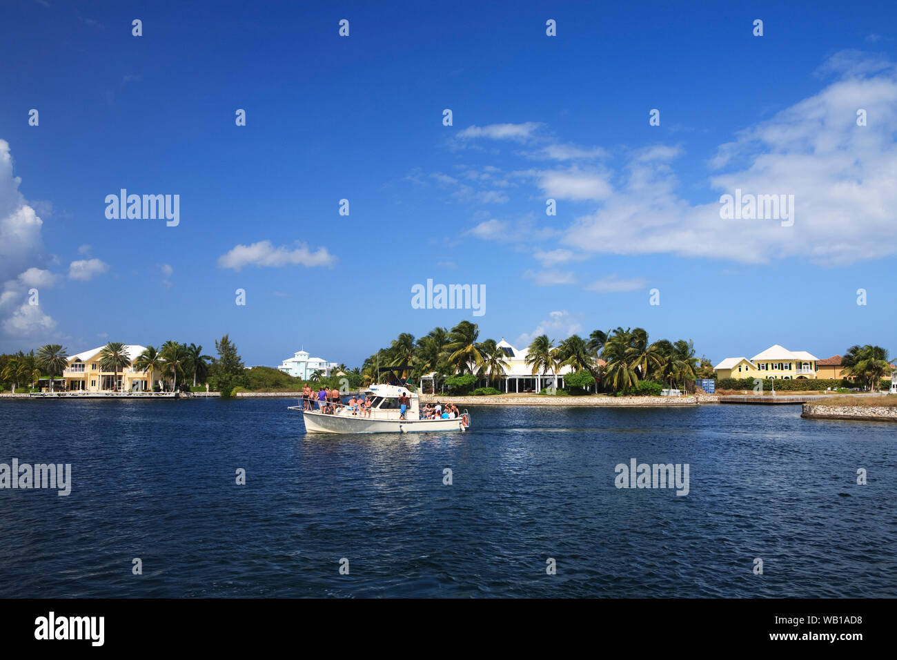 Boat trip on the waterways of Grand Cayman Stock Photo