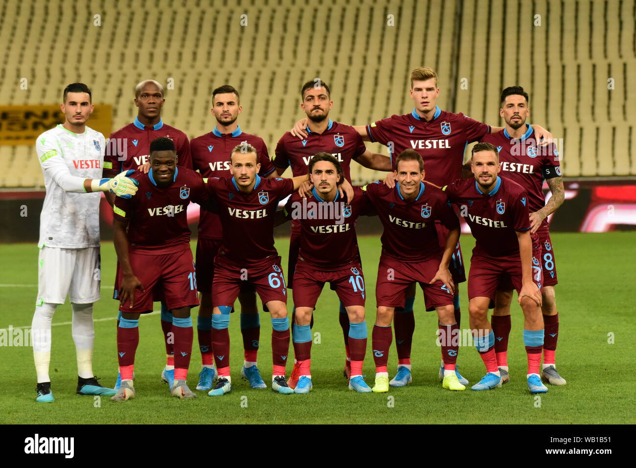 Commemorative photo of Trabzonspor.AEK didn't make it, despite scoring in  the 4 ', eventually lost 3-1 to Trabzonspor in the first game of the Europa  League playoffs. (Photo by Dimitrios Karvountzis/Pacific Press