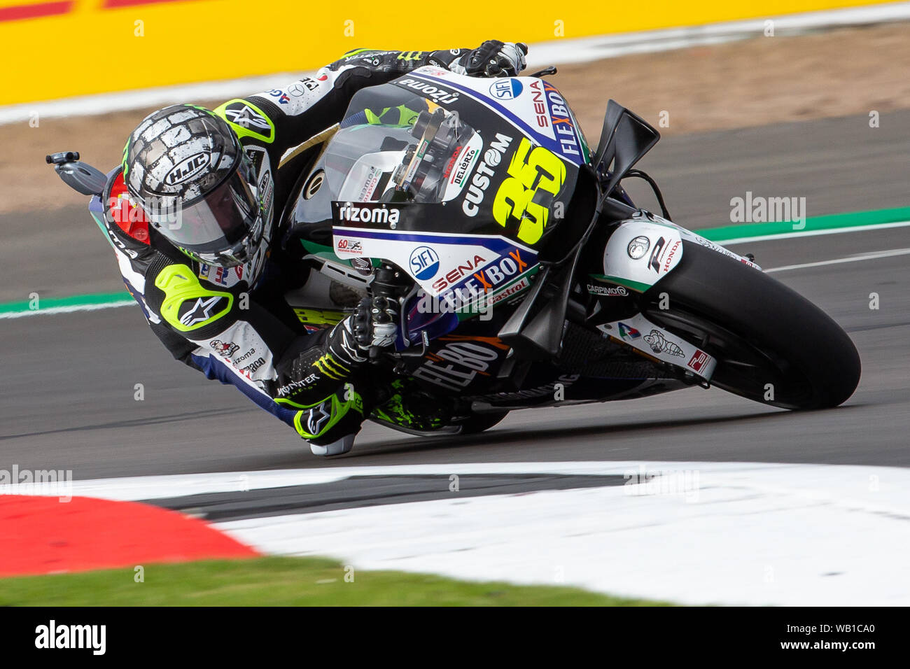 Silverstone, UK . 23rd Aug, 2019. MotoGP GoPro British Grand Prix, practice  day; LCR Honda Castrol rider Cal Crutchlow on his Honda RC213V - Editorial  Use Only Credit: Action Plus Sports Images/Alamy