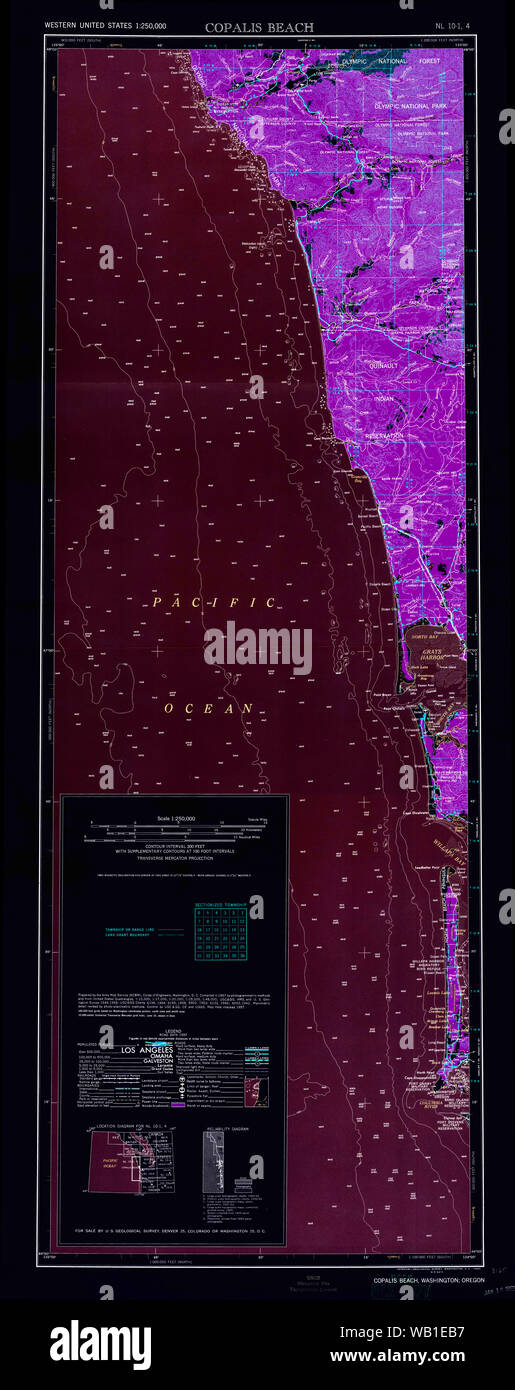 USGS Topo Map Washington Copalis Beach 240661 1963 250000 Inverted