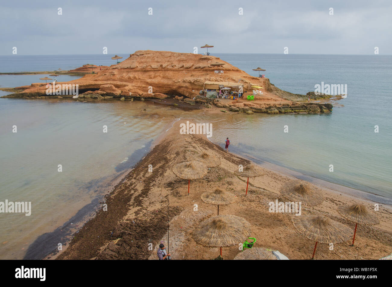 Sidi Elbachir Beach in a beautiful summer day in Morocco Stock Photo