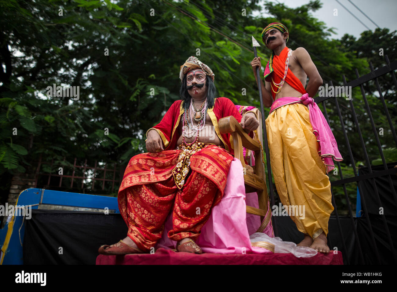 DHAKA, BANGLADESH - AUGUST 23 : Hindu devotees parade as they take part in the celebrations of Janmashtami, a festival marking the birth of Hindu deit Stock Photo