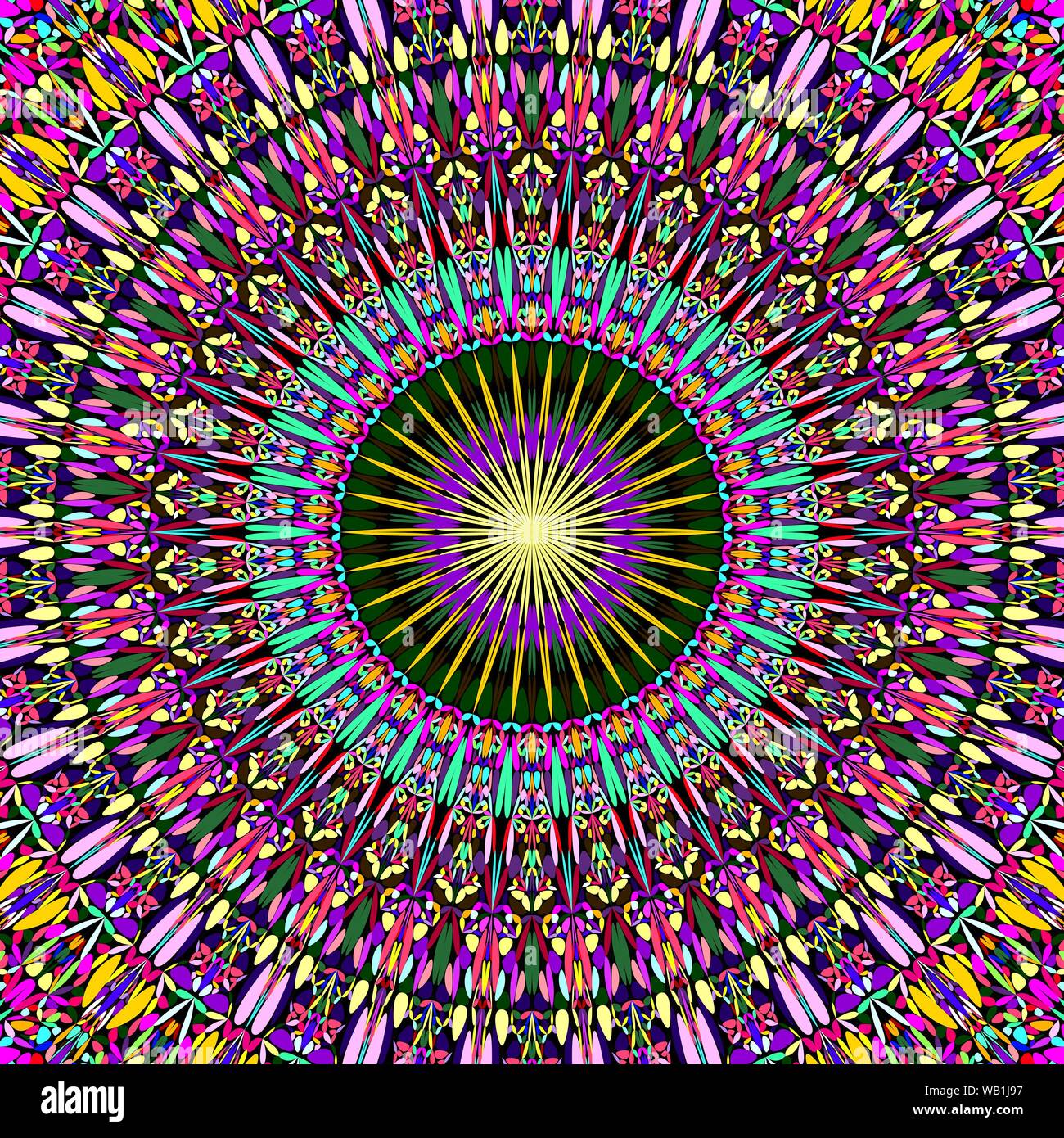 Multicolored flower mandala background - floral circular vector graphic design Stock Vector