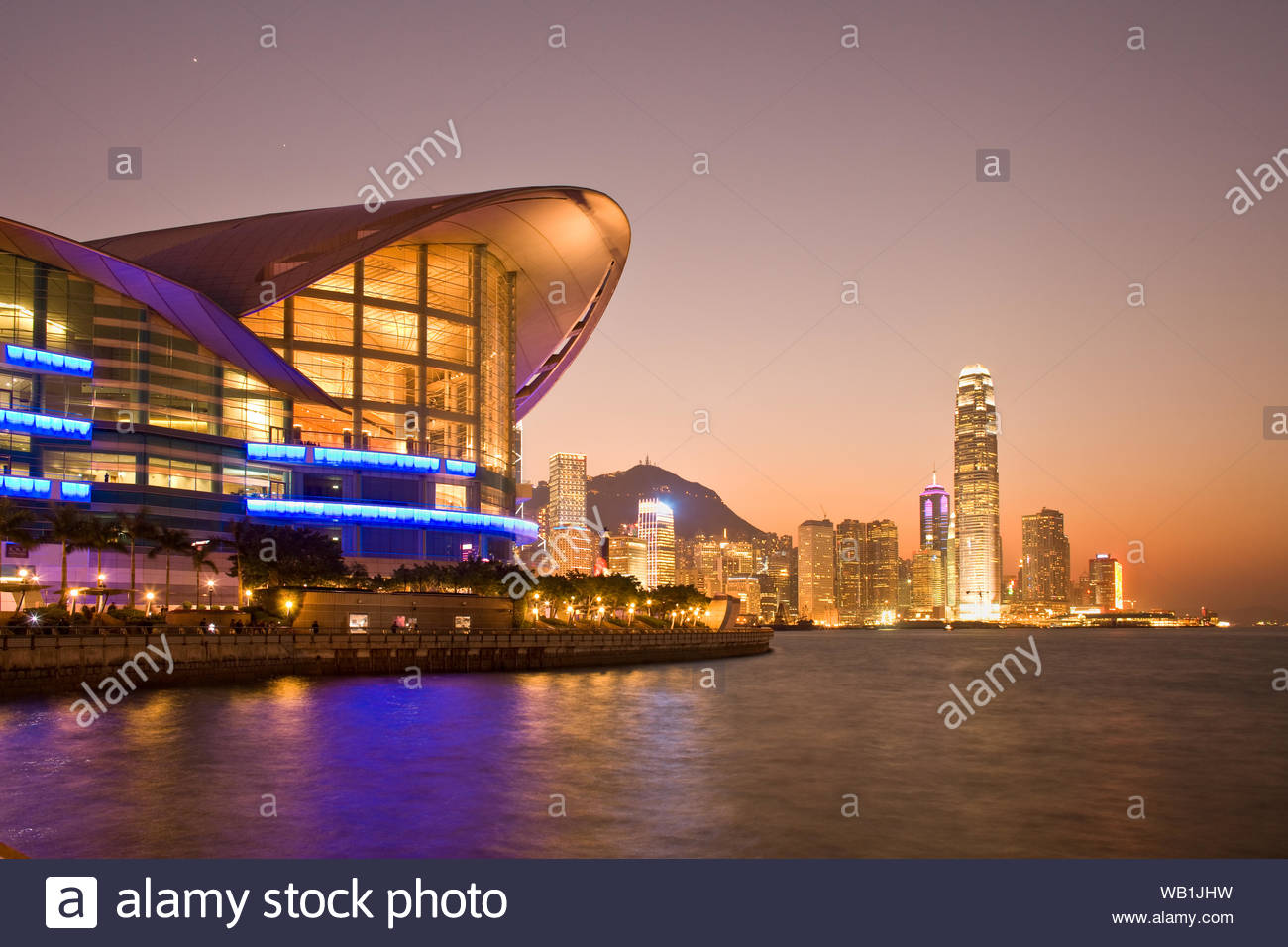 Hong Kong Convention And Exhibition Centre Building In Wan Chai And Skyline Of The Buildings In Chung Wan Central District Victoria Harbour Hong K Stock Photo Alamy