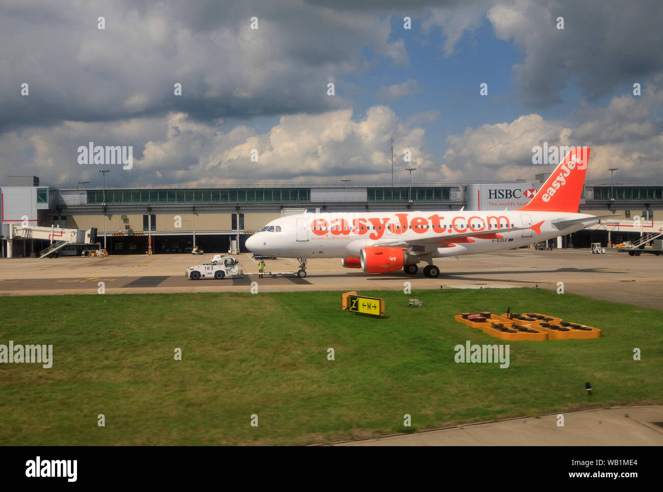 An Easyjet jet at Gatwick Airport Stock Photo