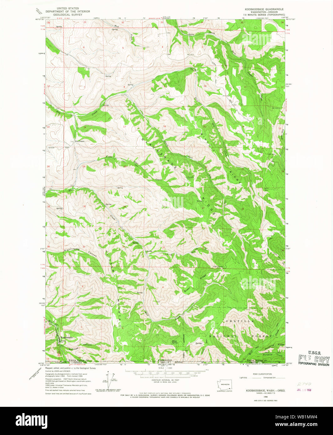 USGS Topo Map Washington Kooskooskie 241805 1966 24000 Restoration
