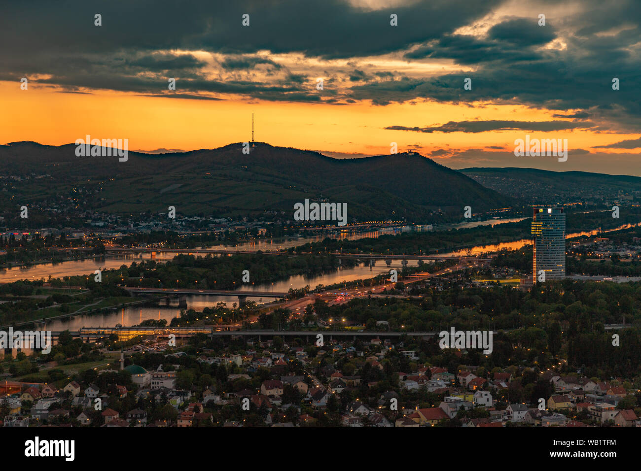 A picture of the north side of Vienna during a dramatic sunset Stock ...