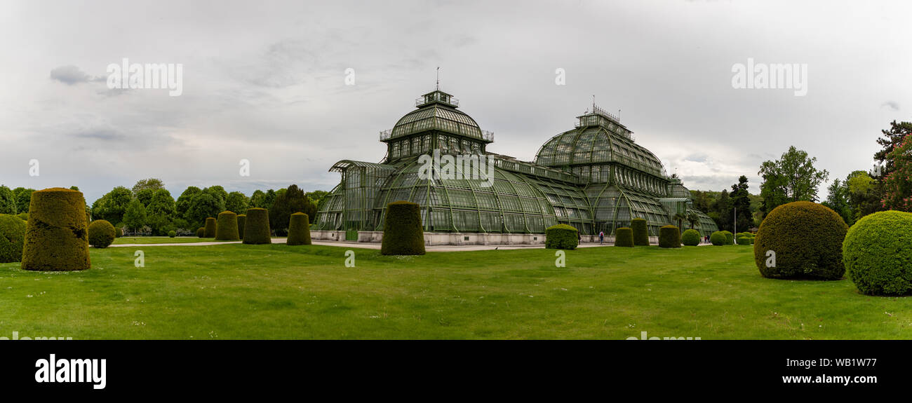 A panorama picture of the Palmenhaus, in Schönbrunn. Stock Photo