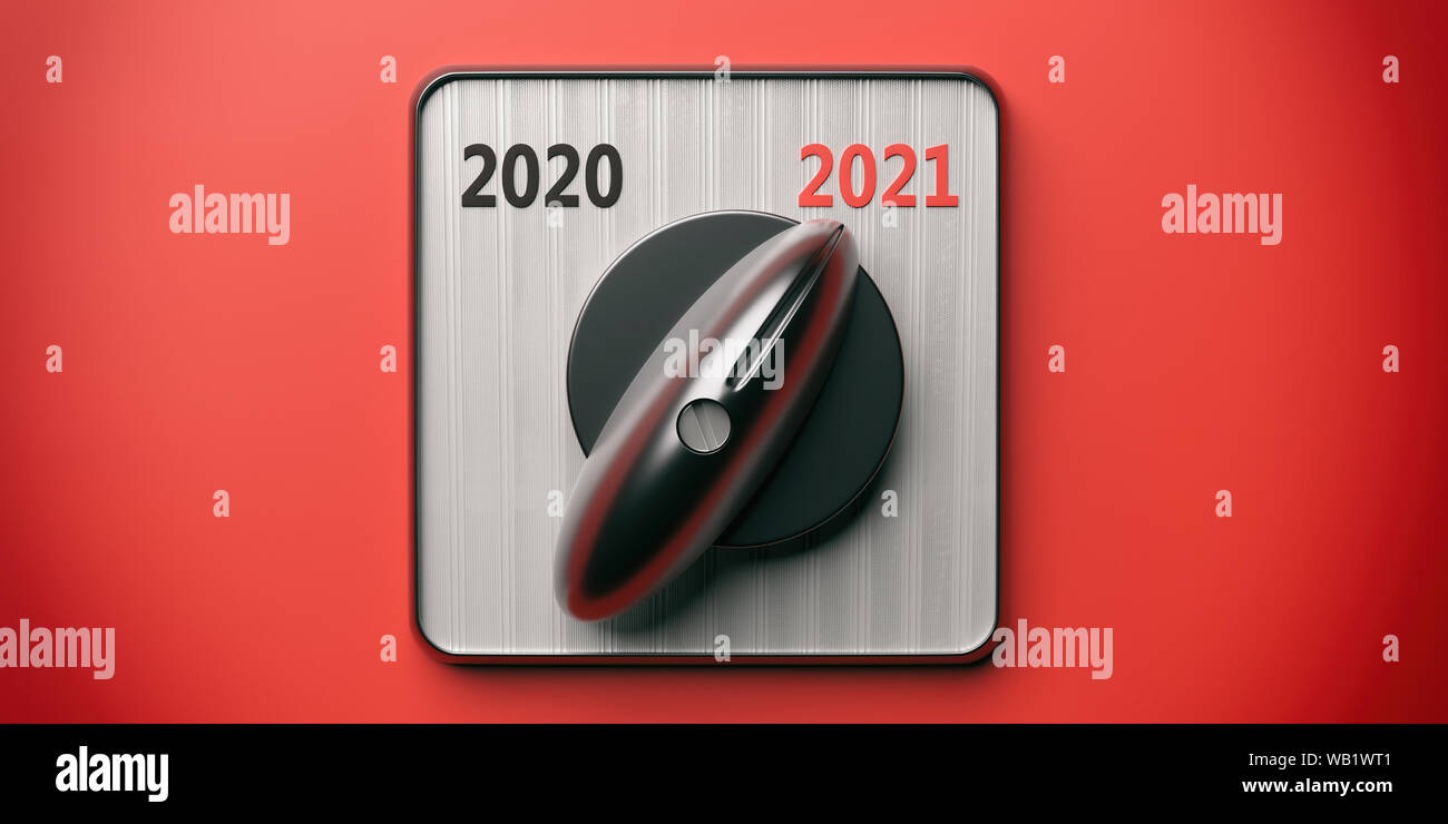 2021 New Year Change Switch Retro Old Turning On 2021 Red Background Stock Photo Alamy