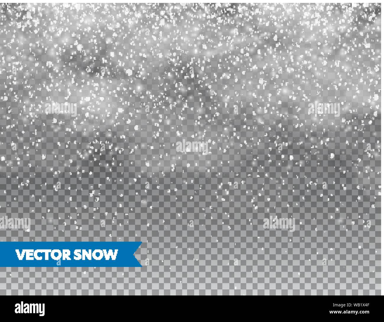 Realistic falling snow with snowflakes and clouds. Winter transparent ...