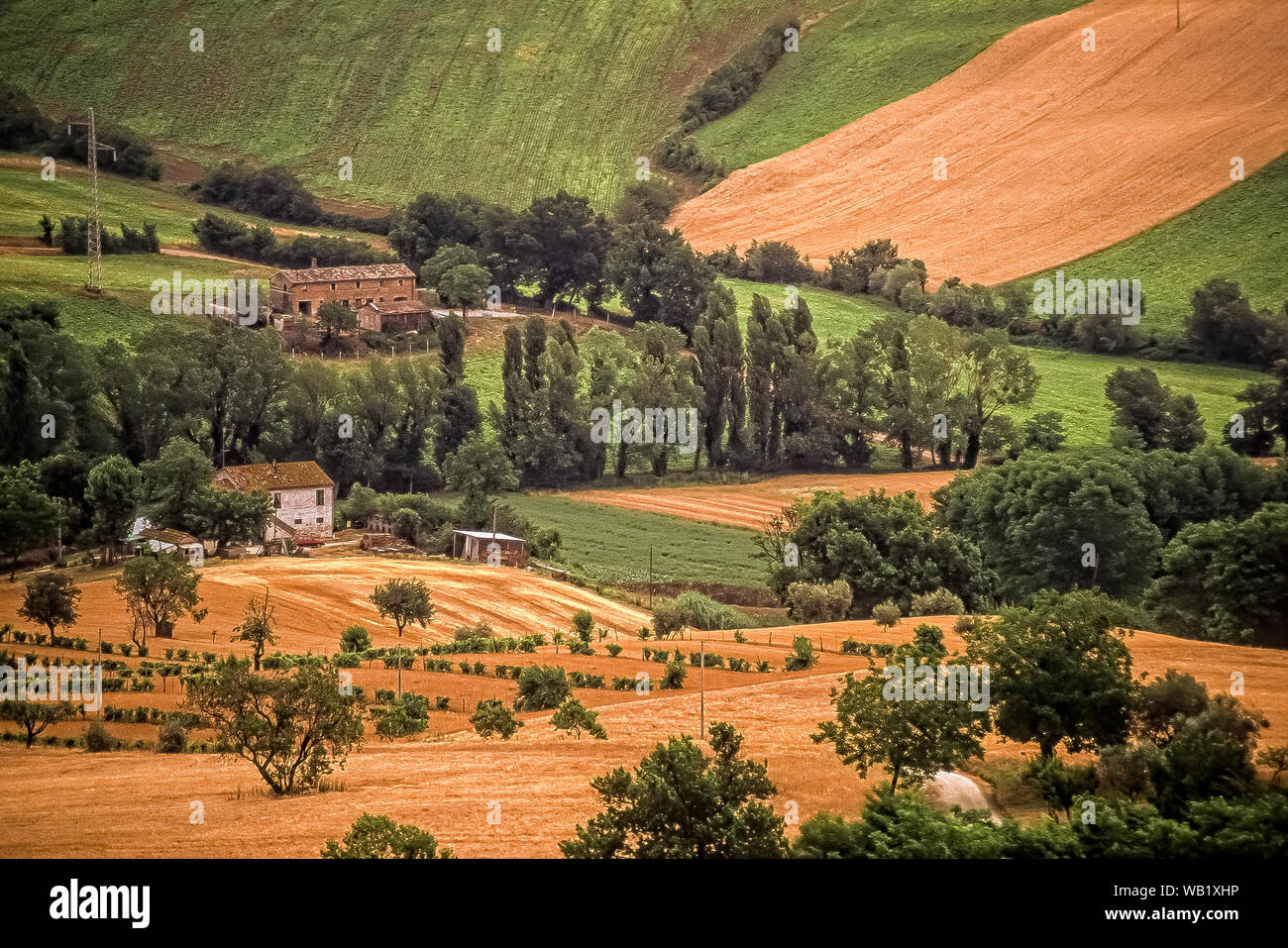 Italy Marche Mondavio Landscape of Montefeltro Countryside Stock Photo