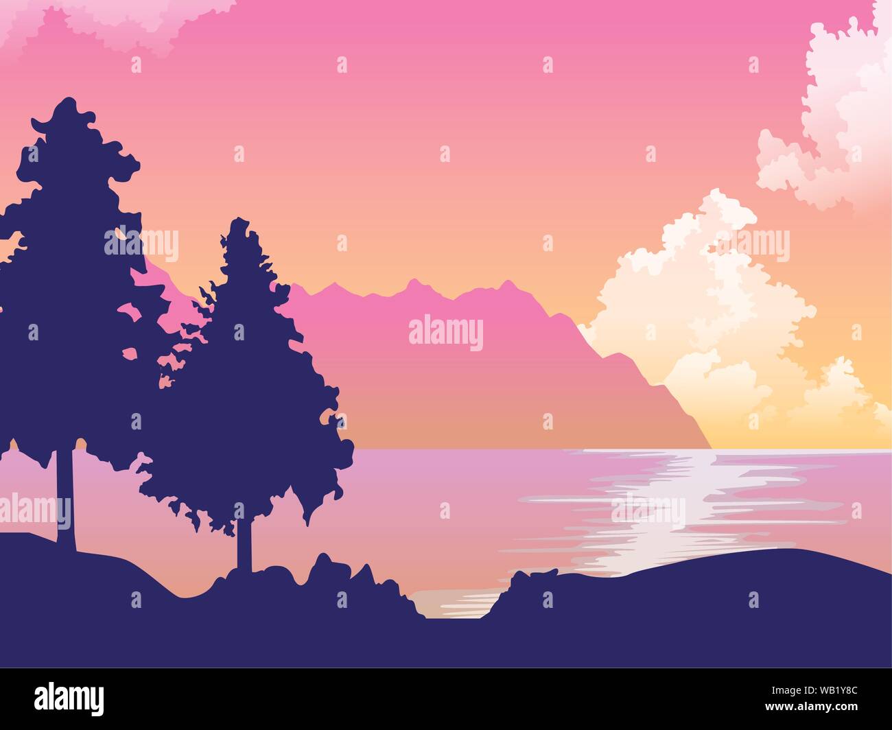 Beautiful Nature Landscape Drawing Scenery Stock Vector Image Art Alamy Spring wallpaper for computer 55. https www alamy com beautiful nature landscape drawing scenery image264960092 html