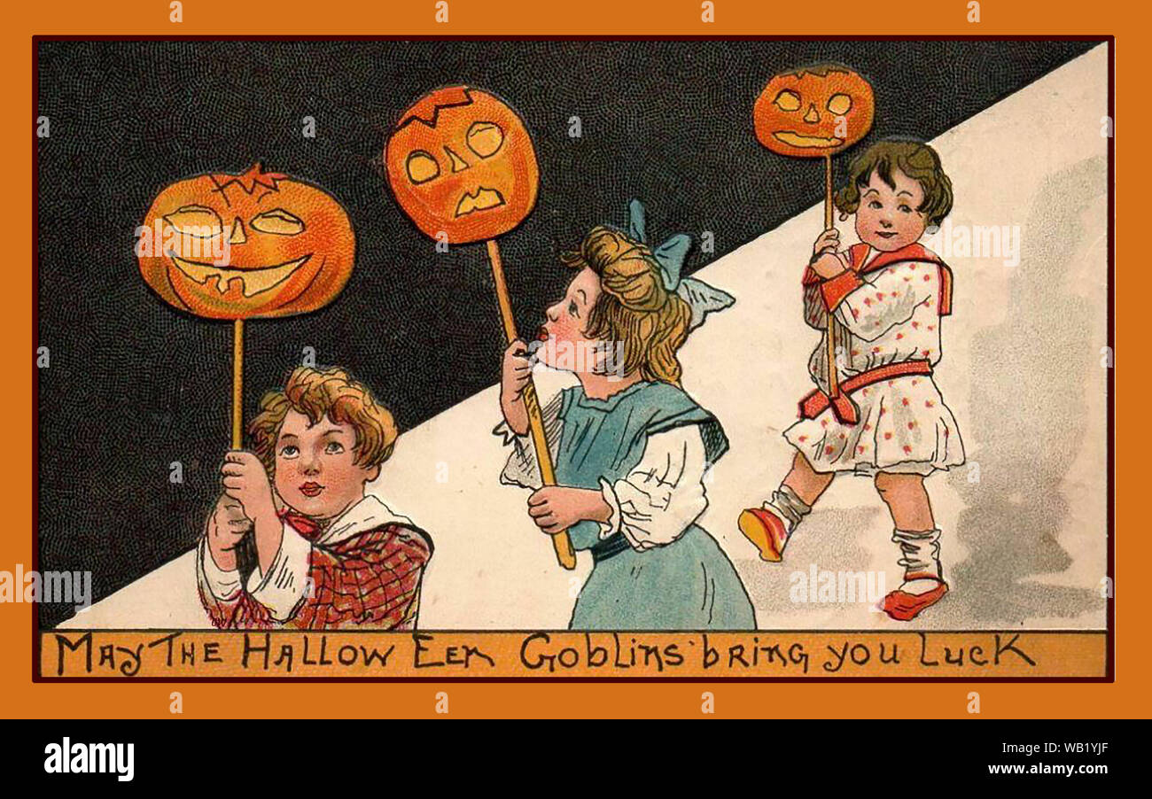 Vintage Postcard Halloween Cartoon 31st October Stock Photo Alamy