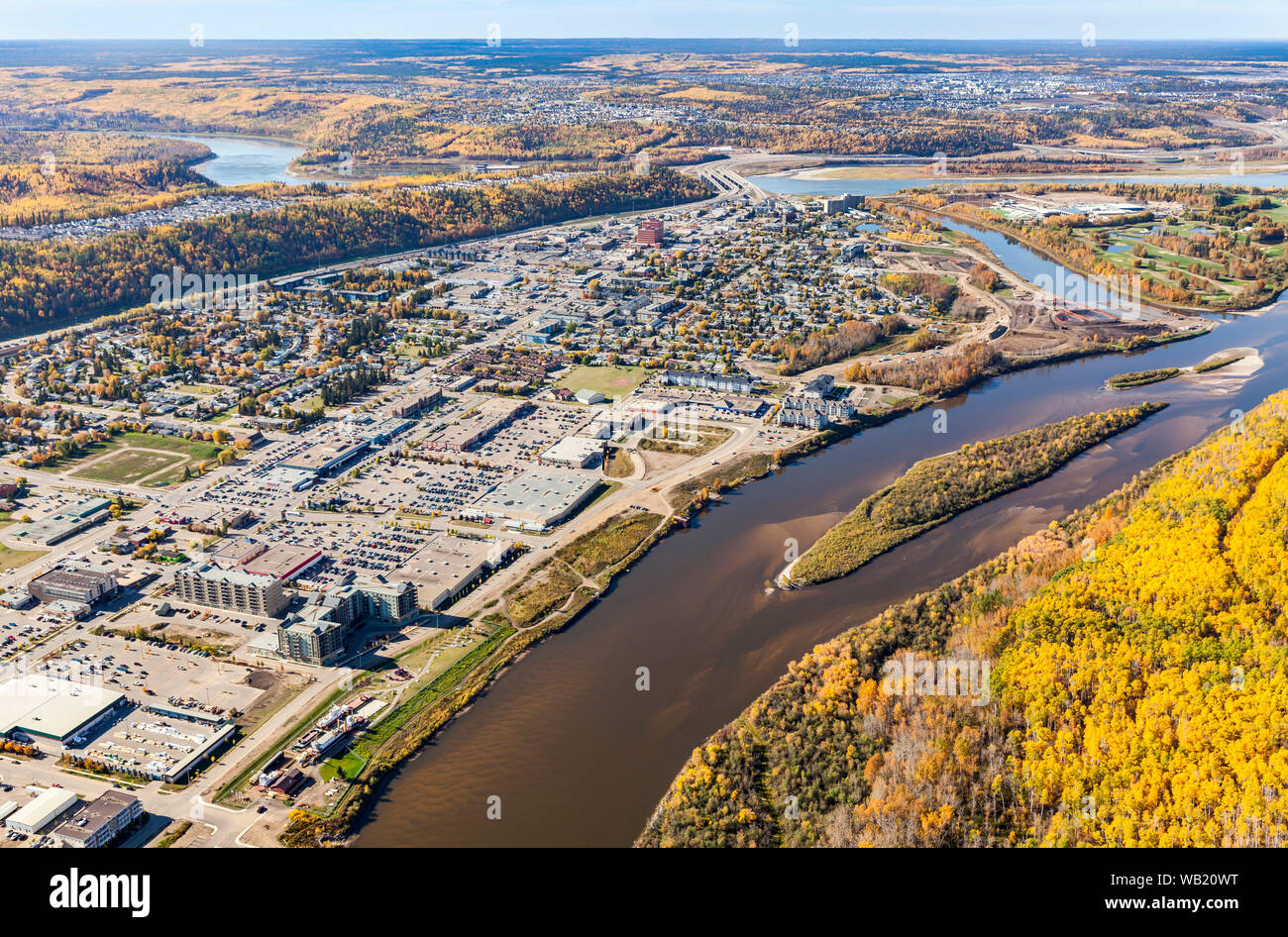 Aerial photo of Fort McMurray, Alberta, the hub of the oil sands Stock Photo Alamy