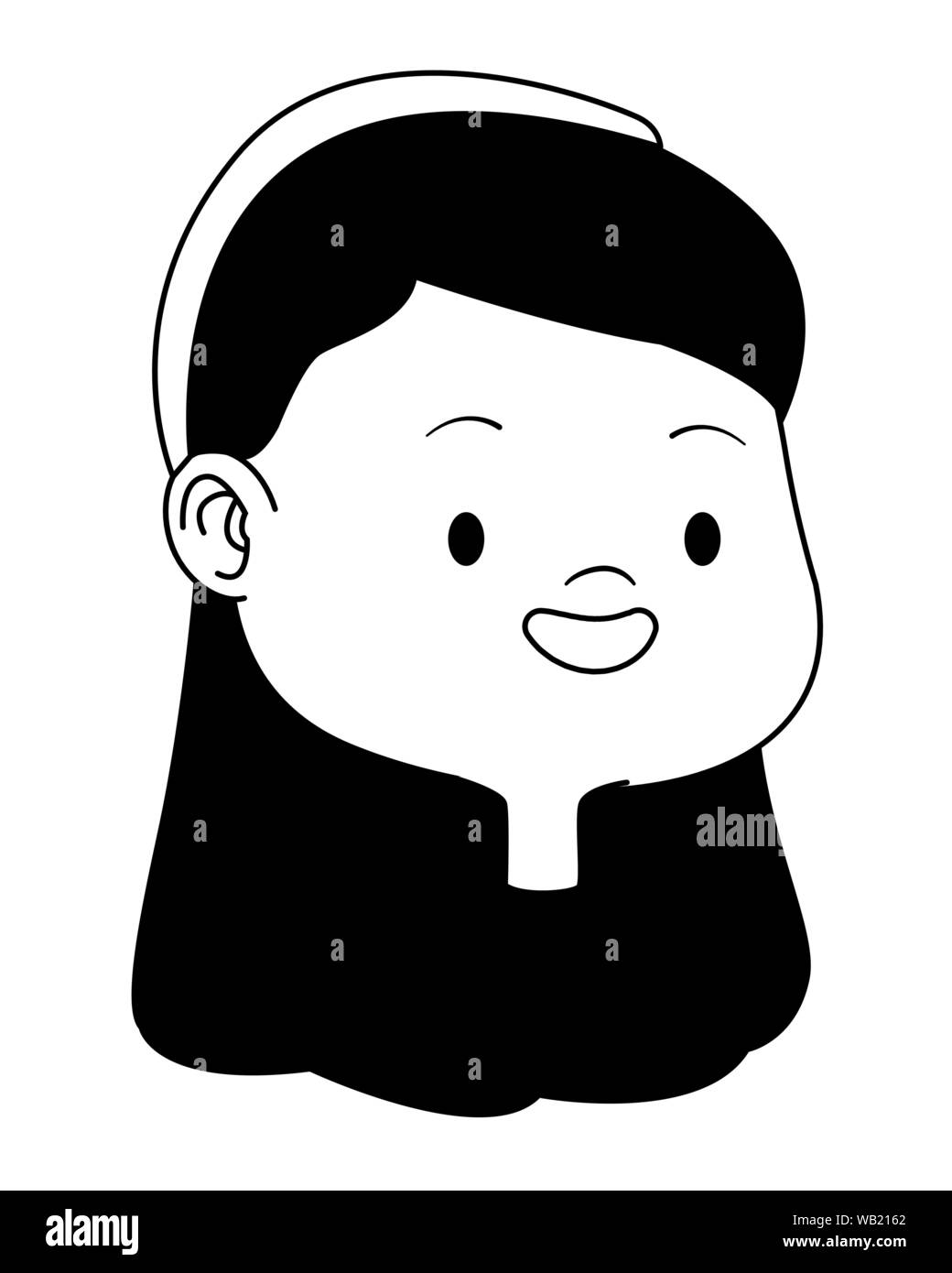 Happy kid smiling face cartoons in black and white Stock Vector Image ...