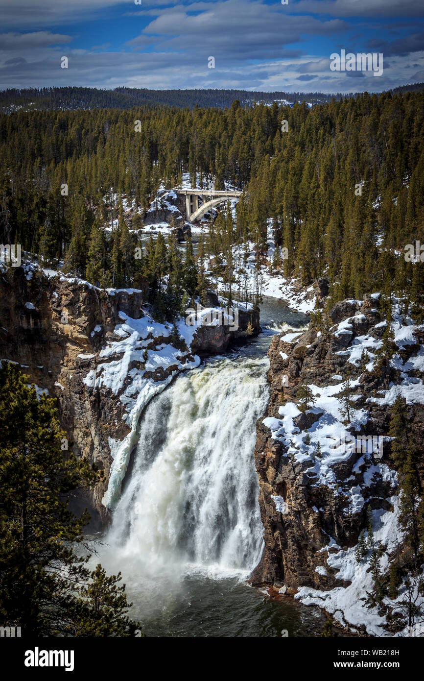 Spring runoff at Upper Falls, Yellowstone National Park, Wyoming USA Stock Photo