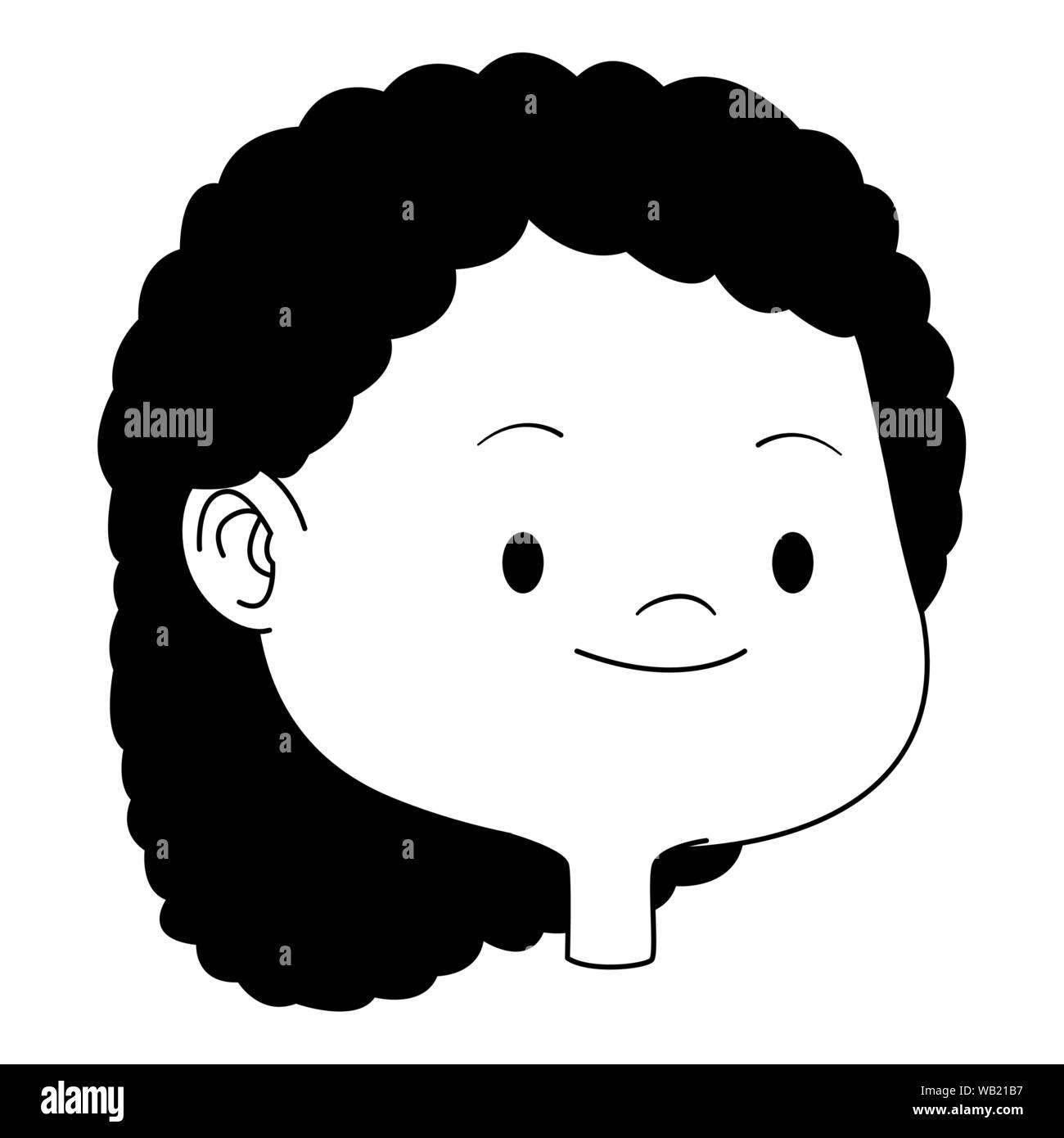 Happy kid smiling face cartoons in black and white Stock Vector Image ...
