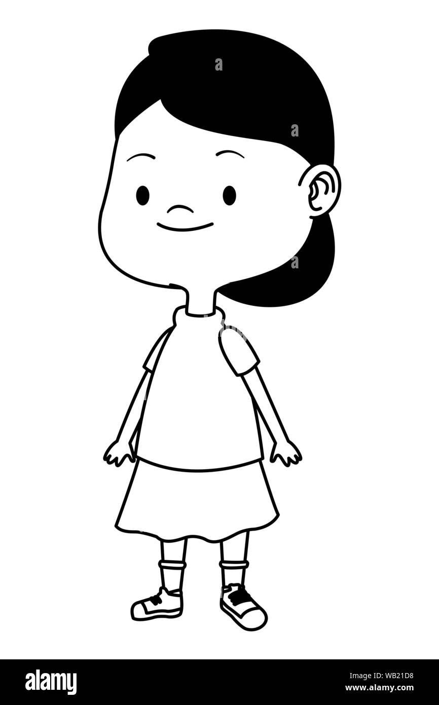 Happy kid having fun cartoons in black and white Stock Vector Image ...