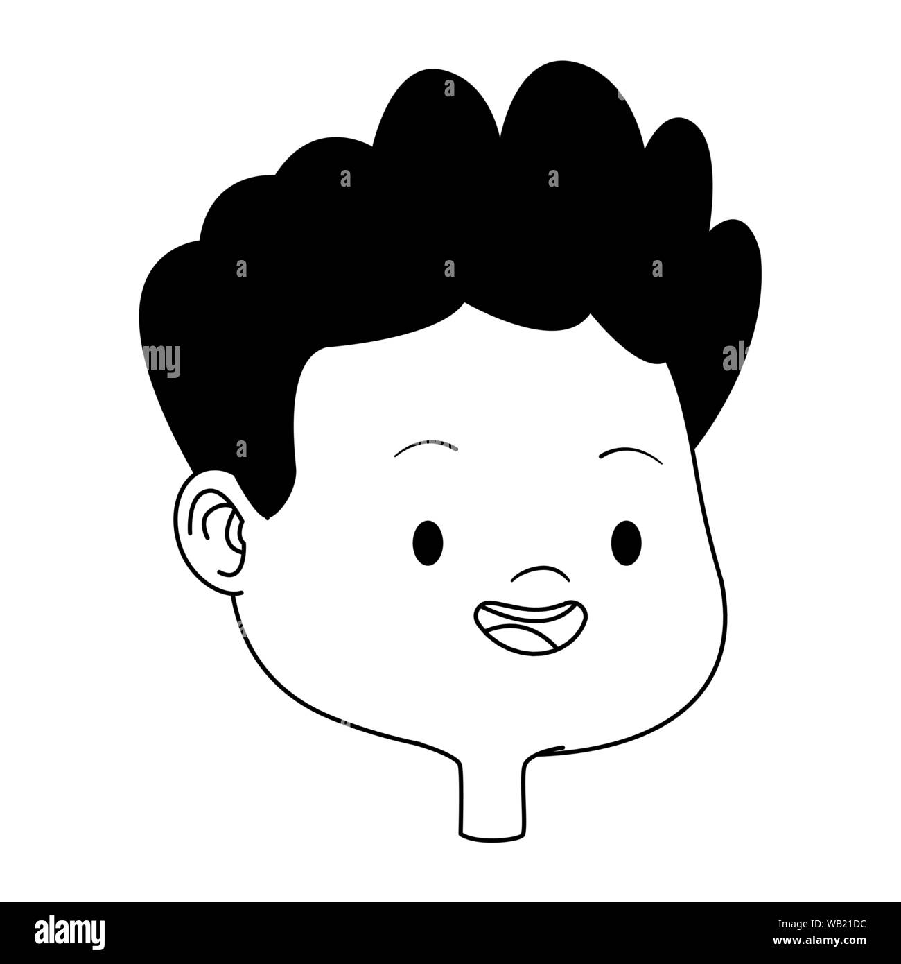 Happy kid smiling face cartoons in black and white Stock Vector Image ...